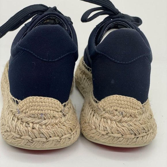 Christian Louboutin Navy and Tan Espadrille Flats - Picture 7 of 10